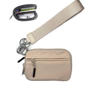 FJZFXKZL The Iris' Wallet, The Iris' Wallet 2nd Gen, The Iris Pouch Wristlet,Zippered Card Case Clutch with Keychain ID Window(Khaki)