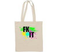 FK IT Fck It - Borsa tote in cotone naturale con stampa pop art colorata, colore: Bianco