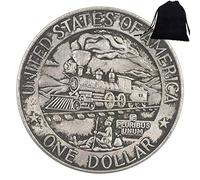 FKaiYin Treno a vapore divertente schizzo vecchia moneta - Moneta da sfida, monete statunitense+sacchetto regalo KaiKBax-Morgan moneta fatta a mano per fidanzati/marito esperienza futura