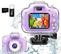 FKATEEN Fotocamera subacquea impermeabile per bambini da 3 a 12 anni, con schermo IPS da 2 pollici, 1080p, HD, videocamera digitale per bambini, per interni ed esterni, ideale come regalo di Natale e