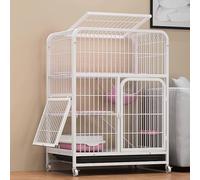 FKBDDM Trasportino Gatti con Ruote Robusto Gabbia Gatto Interno Fatto di Metallo, Casa per Gatti da Interno 2 Colori 7 Dimensioni(White,78 * 55 * 110cm)