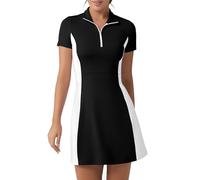 FKEEP Abito da golf e tennis con pantaloncini, polo da donna, collo atletico, allenamento, golf, abito sportivo, casual, senza maniche, a blocchi di colore, XXL