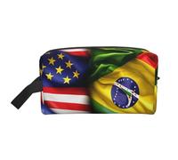FKGKDF Borsa dell'organizzatore dell'articoli da toeletta di viaggio della stampa delle bandiere americane e brasiliane, stoccaggio di grande capacità per cosmetici, articoli da toeletta