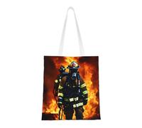FKGKDF Borsa di totalizzatore della tela del poliestere della stampa della fiamma del vigile del pompiere, borsa della spesa con le maniglie rinforzate,