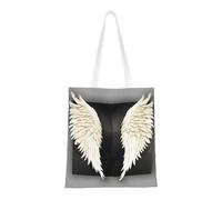 FKGKDF Borsa di totalizzatore della tela del poliestere della stampa delle piume d'angelo, borsa della spesa con le maniglie rinforzate,