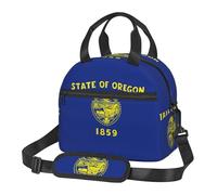 FKGKDF Borsa portapranzo riutilizzabile con stampa della bandiera dell'Oregon, portatile o a tracolla con tracolla staccabile, ideale per picnic, lavoro