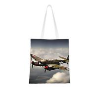 FKGKDF Borsa tote in tela di poliestere con stampa di aeroplano della Seconda Guerra Mondiale 2, scala standard 2_00x, borsa per la spesa con manici rinforzati, riutilizzabile