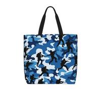 FKGKDF Borse di totalizzatore blu della stampa di camuffamento, borsa della spalla della chiusura lampo di grande capacità, per lo shopping, il lavoro, quotidiano