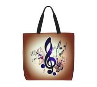 FKGKDF Borse di totalizzatore viola della stampa delle note musicali, borsa a tracolla della chiusura lampo di grande capacità, per lo shopping, il lavoro, quotidiano