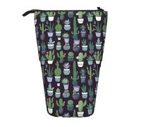 FKGKDF Cactus Pianta Succulente Stampa Standing Pencil Pouch, Telescopico Matita Custodia, Portatile Per Ufficio