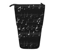FKGKDF Il sacchetto diritto della matita della stampa nera delle note musicali, il sacchetto telescopico della matita, portatile per