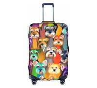 FKGKDF Oil Cute Schnauzer Dogs Print Bagagli Cover per valigie, Custodia da viaggio, installazione semplice e conveniente, bianco, Large, Moda