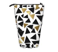 FKGKDF Sacchetto di matita diritto della stampa dei triangoli dell'oro bianco nero, sacchetto telescopico della matita, portatile per l'ufficio