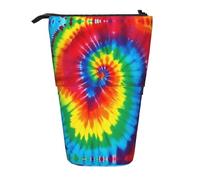 FKGKDF Sacchetto diritto della matita della stampa dell'arcobaleno della tintura del legame, sacchetto telescopico della matita, portatile