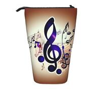 FKGKDF Sacchetto diritto della matita della stampa delle note musicali viola, sacchetto telescopico della matita, portatile per l'ufficio
