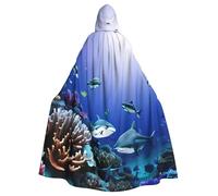 FKGKDF Squalo Nuoto Sotto Il Mare Stampa Gotico Masquerade Mantello Scuro Fantasia Carnevale Mantello Per Feste In Costume