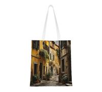 FKGKDF Vecchia borsa di totalizzatore italiana della tela del poliestere della stampa della via, borsa della spesa con le maniglie rinforzate,