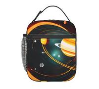 FKHOHL Borsa termica funzionale per pasti con stampa di Giove Saturno con sistema solare, comoda borsa per tenere il pranzo caldo e freddo, in campeggio e in vacanza