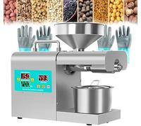 FKINGLRK Pressa per Olio Commerciale 820W Macchina per Estrazione Automatica dell'olio a Freddo e a Caldo, con Canna in Acciaio Inossidabile e Guanti, macina Olio di Semi di Noci per Ristorante/Mensa