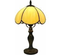 FKINGLRK Tiffany Stile Beige Ambra Crema Vetro Colorato Lampada Da Tavolo, Vintage 8 Pollici Piccola Lampada Perline Di Cristallo Decorazione Luce Per Soggiorno, Camera Da Letto, Studio Lettura