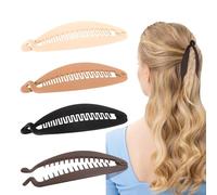 fKiZanthene Banana Clip per capelli a forma di banana, set di 4 pezzi, in materiale PC, clip per capelli spessi e sottili, fermagli per capelli da donna, per uso quotidiano, lavoro e stile all'aria
