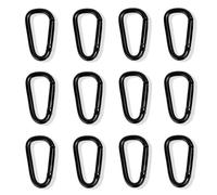 fKiZanthene Moschettoni in alluminio D nero Set di 12 mini moschettone portachiavi per zaino escursionismo campeggio organizzazione hardware e gancio accessori