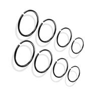 fKiZanthene Piercing naso nero 8 pezzi anelli rotondi da donna gioielli corpo in rame placcato elegante e ipoallergenico per orecchio tragus helix septum