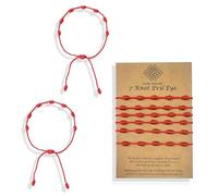 fKiZanthene Set di 6 braccialetti rossi con cordino regolabile, braccialetto rosso con sette nodi stile da indossare tutti i giorni, braccialetto semplice per coppie e uso quotidiano a casa o