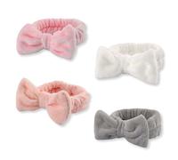 fKiZanthene Set di fasce per capelli da donna per la cura della pelle con design a fiocco, morbida fascia elastica per capelli, per lavare il viso e applicare il trucco del viso e la routine