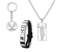 fKiZanthene Set di gioielli con numero dieci di calcio, collana e bracciale in acciaio inox, per ragazzi, regolabile, accessori sportivi per uso quotidiano a casa e all'aperto