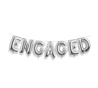 fKiZanthene Set di palloncini di fidanzamento in argento, "ENGAGED" palloncini per feste per proposte di matrimonio e decorazioni per addio al nubilato