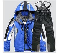 FKKFUCI Tuta da Sci Uomo e Donna, Giacca e Pantaloni da Sci Caldi, Impermeabile e Antivento, Tasche Multiple, Adatto per Sci, Snowboard, Escursionismo, XXL, Blu