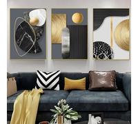 FKKJPJ Pittura su tela moderna astratta geometrica stampa poster decorazione da parete nordico soggiorno immagine artistica decorazione della casa 50x70 cm (20x28 pollici) x3 con cornice