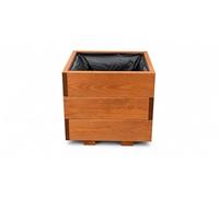 FKL DESIGN Home Deco Cassetta per piante in legno, vaso per piante da giardino, terrazza, cassetta in legno, impregnata D26 (teak, 30 x 30 x 24 cm)