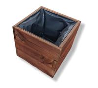 FKL DESIGN Home Deco Cassetta per piante in legno, vaso per piante, per giardino, terrazza, cassetta di legno impregnata D26 (noce, 30 x 30 x 24 cm)