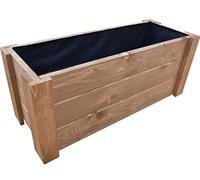 FKL DESIGN Home Deco D24 Fioriera in legno, vaso per piante, giardino, terrazza, già montato (80 cm x 30 cm x 30 cm, teak)