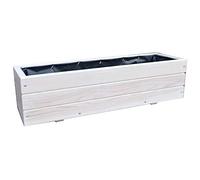 FKL DESIGN Home Deco Fioriera in legno fioriera giardino terrazza 14 litri completamente assemblata D6 bianco (lunghezza 90 cm)