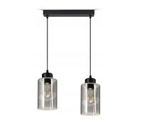 FKL DESIGN Home Deco Lampada a sospensione, colore nero, 2 luci, E27, in vetro, serie N535 (DDH2)