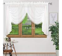 FKL LB-11-2 - Tenda in voile con fettuccia arricciata, stile moderno, 150 x 400 cm, colore: bianco