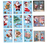 fkngcp Adesivi per finestre di Natale, 9 Fogli Adesivi per finestre con Pupazzo di Neve, Renne di Babbo Natale, statici Non con Fiocchi di Neve per Decalcomanie per Feste di in casa