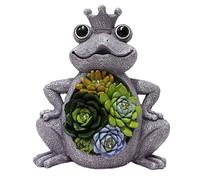 fkngcp Ornamenti da Giardino della Statua di Rana Solare Decorazioni di figurazioni per figurazioni per per Patio con Corona