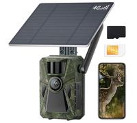 FKPCAM 4G LTE Fototrappola Solare, 2.7K con Scheda SIM Preinstallato e memoria da 64 GB, Fotocamera con Allarme, Visione Notturna, Angolo 90°, Tempo di Scatto 0,2s, IP67 Impermeabile