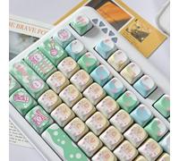 FKRTQIYN 128 Tema Carino PBT MOA Profilo KeyCaps per MX Switch Mechanical Taste Set di tastie di Tastiera Fai -da -Te Personalizzato