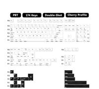 FKRTQIYN KBDIY 174 Retro GMK Blue Samurai PBT Chiave a Doppio Colpo Set Compatibile con Switch MX tastiere da Gioco Meccanico(GMK Bow)
