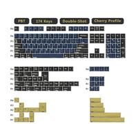 FKRTQIYN KBDIY Retro White and Black Double Shot PBT KeyCaps Profilo 7U Set per tastiere da gioco meccanico(GMK Blue Samurai)