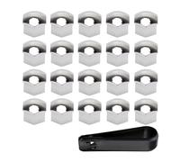 FKSWJZXD 20 Pezzi Copridado Ruota Copribulloni per Ford Mustang March-E Electric 2020-2025, Copriserratura Esagonale per Auto, con Clip di rimozione,B Silver-21MM