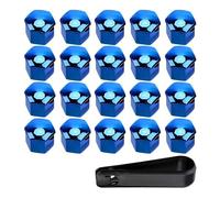 FKSWJZXD 20 Pezzi Copridado Ruota Copribulloni per Smart Fortwo C451 A450 C450, Copriserratura Esagonale per Auto, con Clip di rimozione,C Blue-19MM