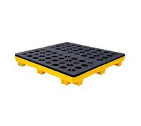 FKTHYO Pallet di contenimento industriale delle fuoriuscite con griglia, design modulare impilabile per la prevenzione di perdite di olio e sostanze chimiche in magazzini e fabbriche, giallo-120 x 120
