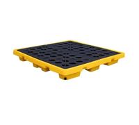 FKTHYO Pallet di contenimento industriale delle fuoriuscite con griglia, design modulare impilabile per la prevenzione di perdite di olio e sostanze chimiche in magazzini e fabbriche, giallo-128 x 128