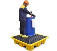 FKTHYO Piattaforma industriale modulare di contenimento delle fuoriuscite, vassoio antigoccia a prova di perdite e serbatoio dell'olio per la gestione di liquidi pericolosi, giallo, 130 x 130 x 30 cm